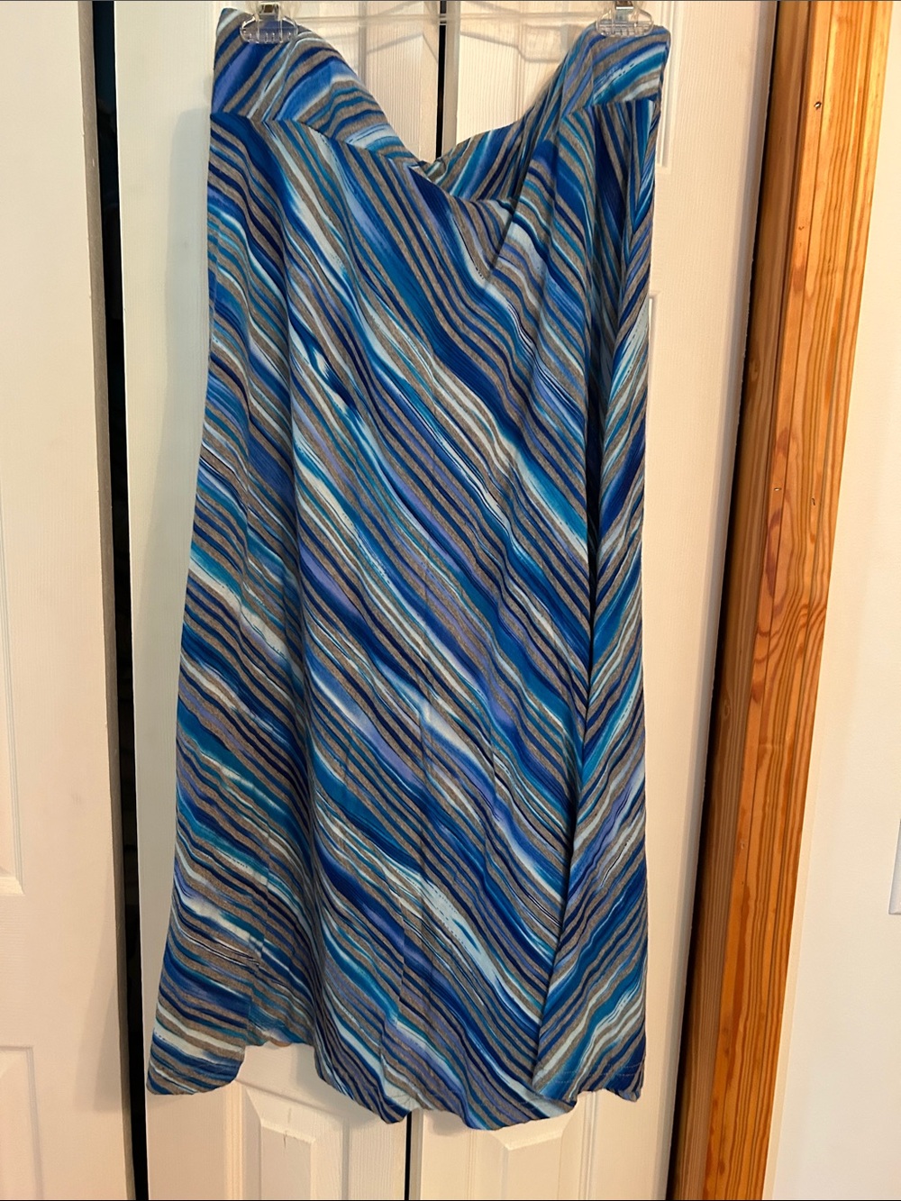 new directions Blue Multi-Stripe Maxi Skirt